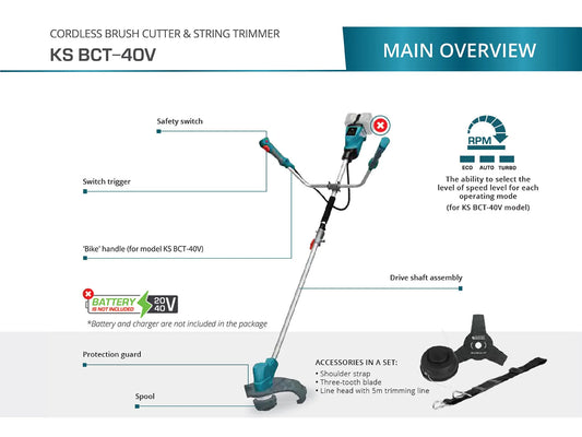 Cordless brush cutter & String trimmer KS BCT-40V