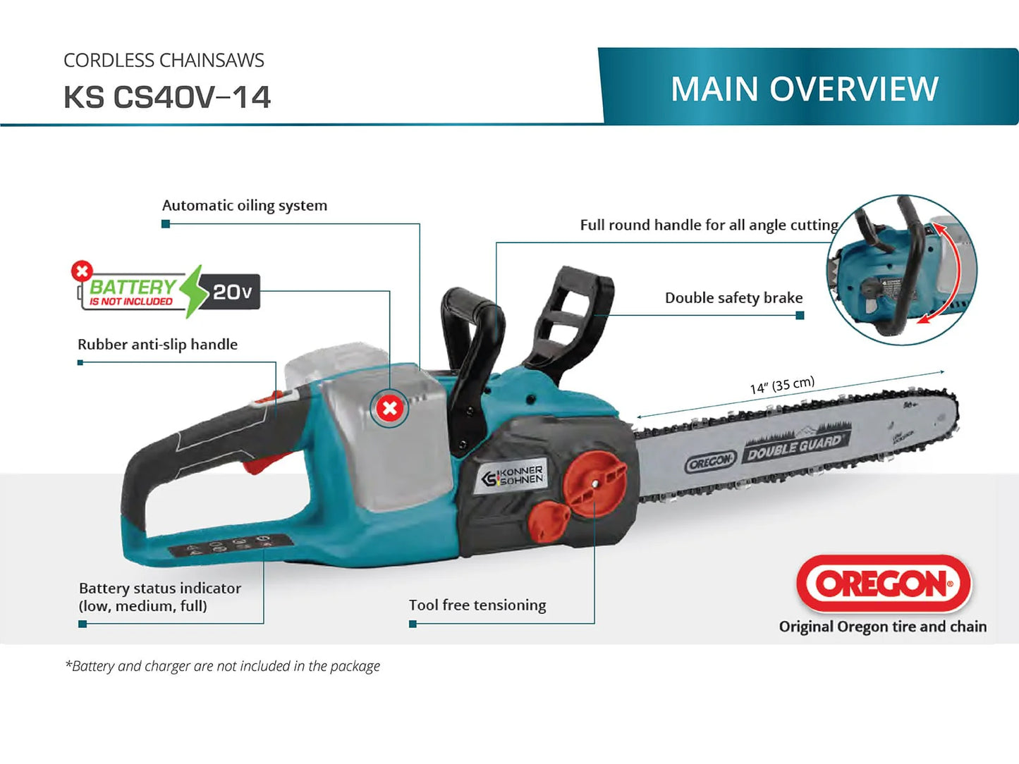 Cordless chainsaw KS CS40V-14