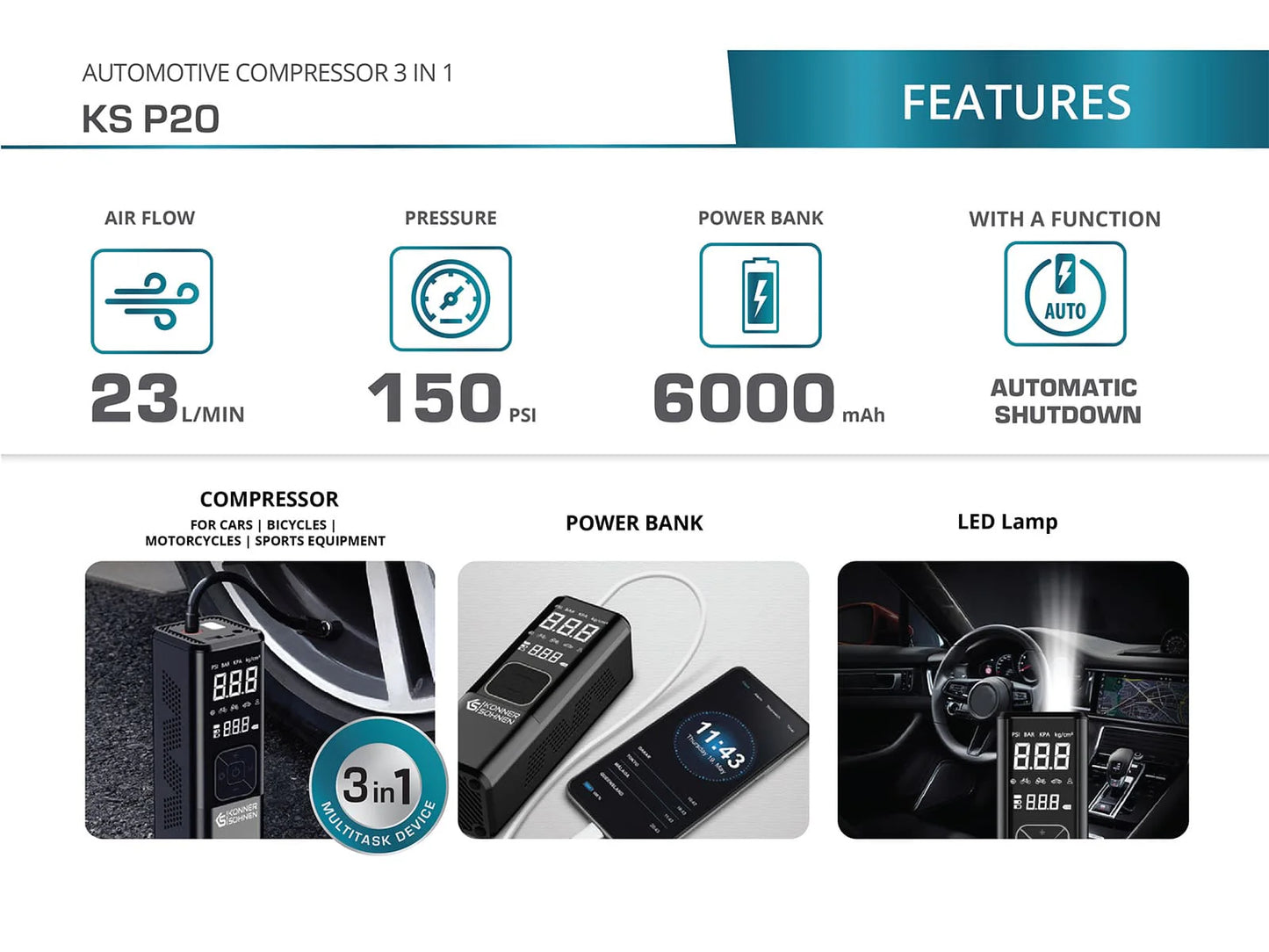 Battery-powered compressor KS P20